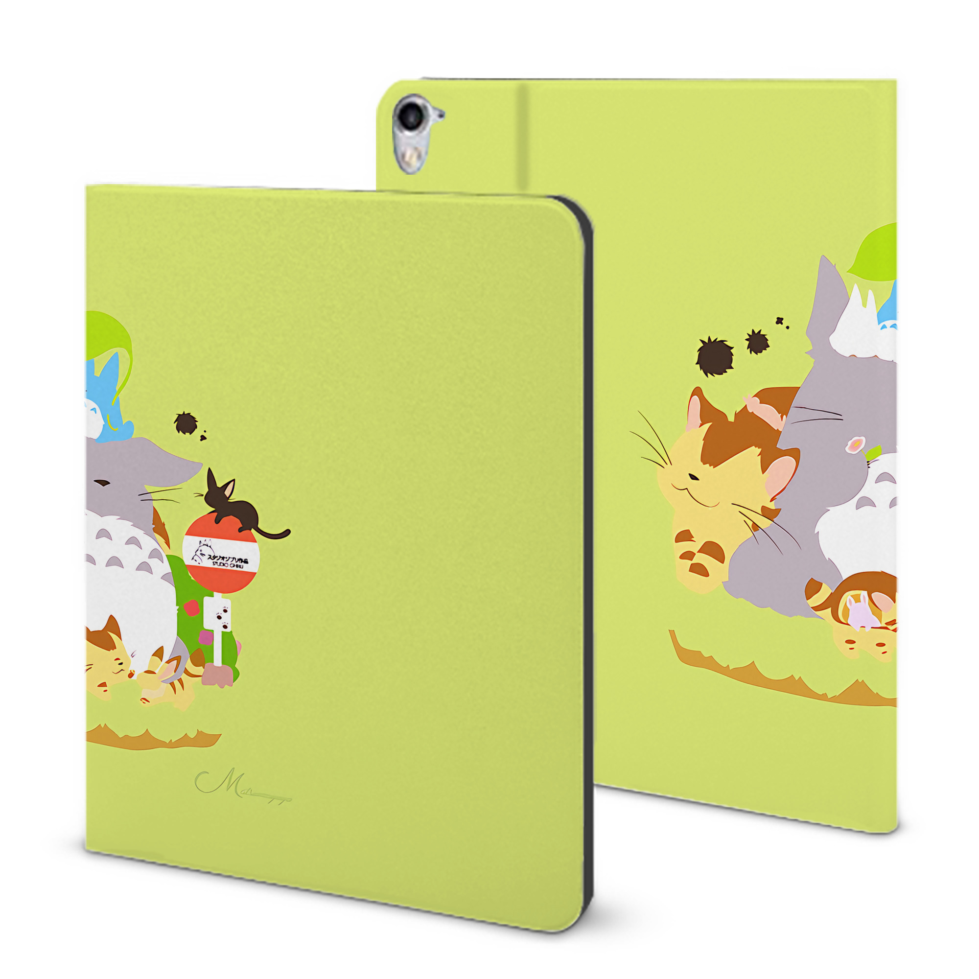 （画像用） となりのトトロ 草壁メイ 草壁サツキ My Neighbor Totoro Satsuki Kusakabe Mei Kusakabe IPad ケース ブック型 PUレザー TPU 耐衝撃 軽量 薄型 ペン収納なし 全面保護 IPad 各モデル対応